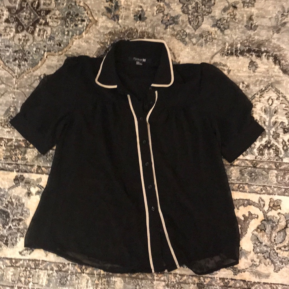 Sheer black button up top -forever 21